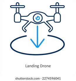 concepto de icono de aterrizaje y tecnología