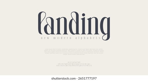 Landing elegant minimalist and serif italic fonts decorative wedding vintage retro logos. Minimal luxury font alphabet logo. Vector illustration