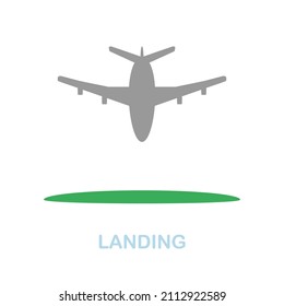 Landing flat icon. Colored element sign from airport collection. Flat Landing icon sign for web design, infographics and more.