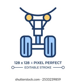 Landing gear RGB color icon. Wheels and supporting structure. Takeoff, landing and ground movement of planes in aviation. Isolated vector illustration. Simple filled line drawing. Editable stroke