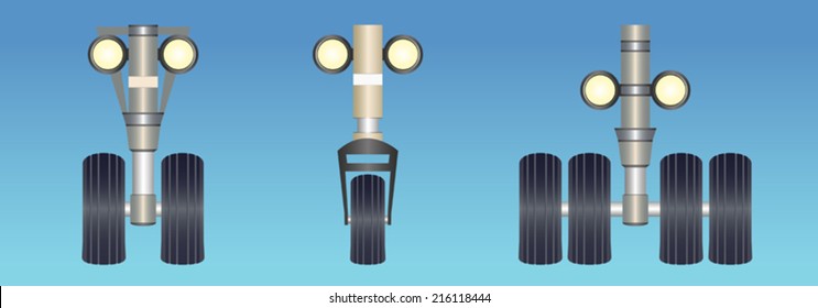 Landing gears set. Vector illustration. EPS 10. Opacity.