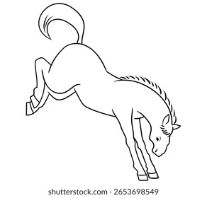 Landing Horse Vector Hand Drawn Illustration