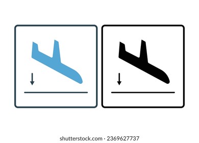 Landing icon. Airplane. icon related to airport. suitable for web site design, app, user interfaces, printable etc. Solid icon style. Simple vector design editable