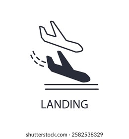 landing icon. vector.Editable stroke.linear style sign for use web design,logo.Symbol illustration.