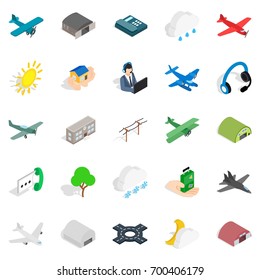 Landing icons set. Isometric set of 25 landing vector icons for web isolated on white background