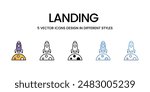 Landing icons vector set stock illustration.