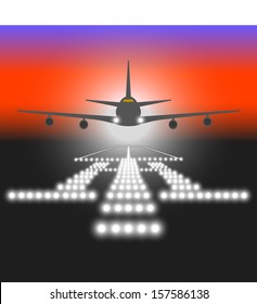 Landing lights. Vector illustration.