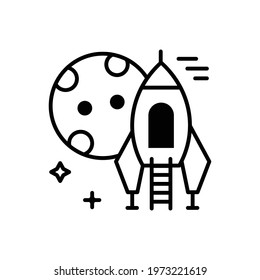 Landing Module vector outline icon. space symbol eps 10 file