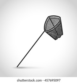 landing net icon in a flat design on a white background with shadow