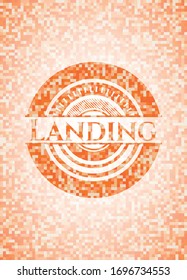 Landing orange mosaic emblem. Vector Illustration. Detailed.