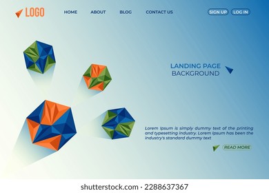 Landing page 3d low poly website background template