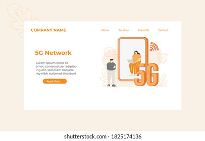 Landing Page 5G Network Concept ilustración para diseño web, página de inicio, banner, aplicación móvil, diseño plano vectorial