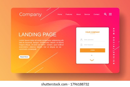 landing page with abstract background