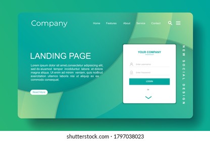 landing page with abstract background
