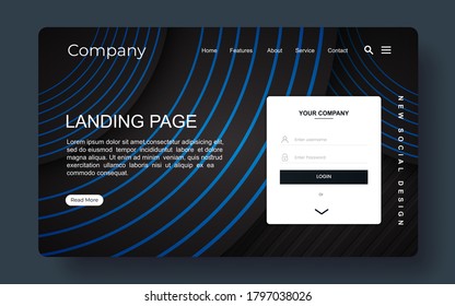 landing page with abstract background