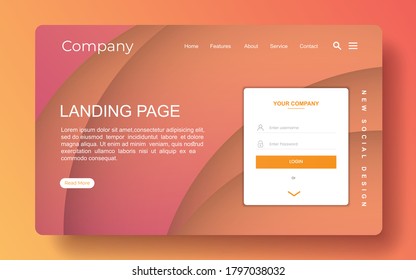 landing page with abstract background