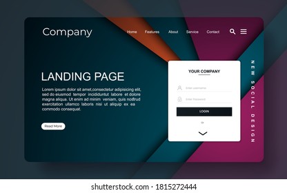 landing page with abstract background