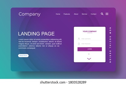 landing page with abstract curve design background