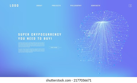 Landing page abstract design with AI androind. Colorful template for website or app.