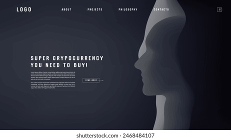 Landing page abstract design with AI androind. Colorful template for website or app.