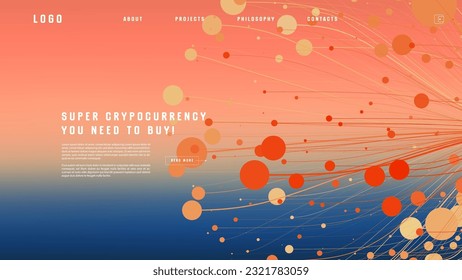 Landing page abstract design with big data. Template for website or app.