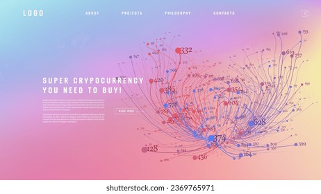 Landing page abstract design with big data. Template for website or app.