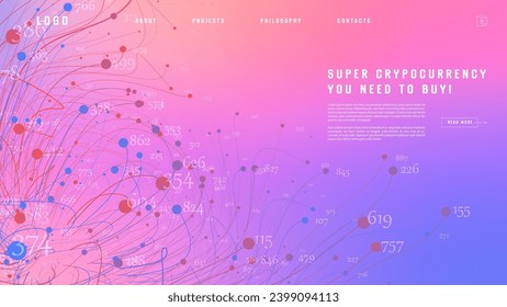 Landing page abstract design con big data. Plantilla para sitio web o aplicación.