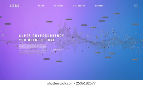 Diseño abstracto de página de destino con big data. Plantilla para Sitio web o App.