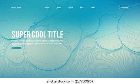 Landing page abstract design with dynamic line bubbles . Template for website or app.