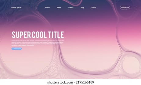 Landing page abstract design with dynamic line bubbles . Template for website or app.