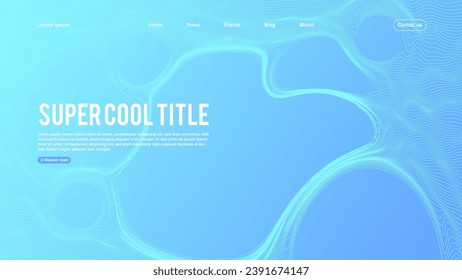 Landing page abstract design with dynamic line bubbles . Template for website or app.