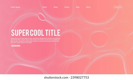 Diseño abstracto de la página de inicio con burbujas de líneas dinámicas. Plantilla para sitio web o aplicación.