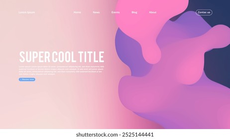 Landing page abstract design with dynamic line bubbles . Template for website or app.