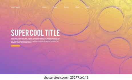 Landing page abstract design with dynamic line bubbles . Template for website or app.