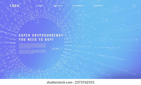 Landing page abstract design with expansion of line element. Template for website or app with tentacle shape.