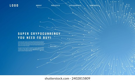 Landing page abstract design with expansion of line element. Template for website or app with tentacle shape.