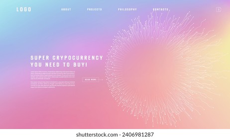 Landing page abstract design with expansion of line element. Template for website or app with tentacle shape.