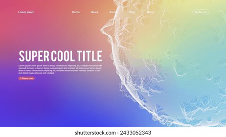 Landing page abstract design with sphere element. Template for website or app.