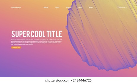 Landing page abstract design with sphere element. Template for website or app.