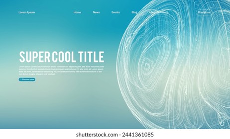 Landing page abstract design with sphere element. Template for website or app.