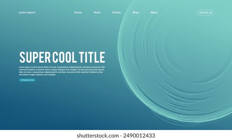 Landing page abstract design with sphere element. Template for website or app.
