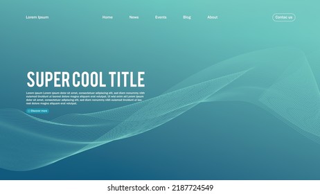 Landing page abstract design. Template for website or app. Colorful abstract minimal wave