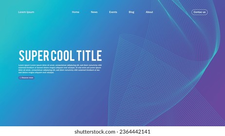 Landing Page abstraktes Design. Vorlage für Website oder App. Farbige abstrakte Minimalwelle