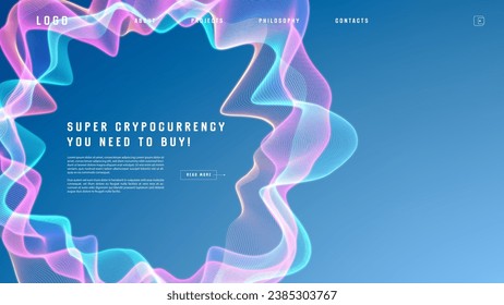 Landing page abstract design. Template for website or app. Colorful abstract minimal wave