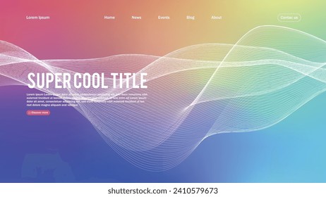 Landing page abstract design. Template for website or app. Colorful abstract minimal wave