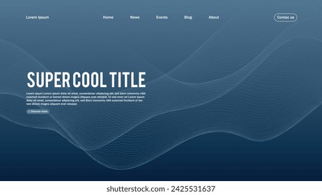 Landing page abstract design. Template for website or app. Colorful abstract minimal wave