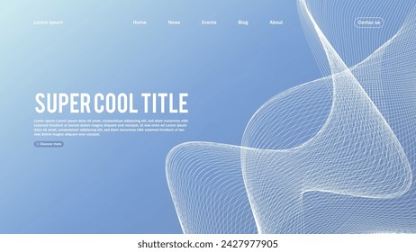 Landing page abstract design. Template for website or app. Colorful abstract minimal wave