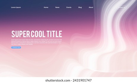 Landing page abstract design. Template for website or app. Colorful abstract minimal wave