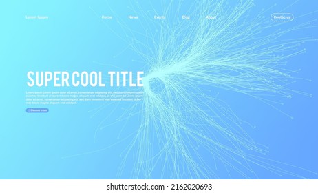 Landing page abstract design with twisted growing lines. Template for website or app.
