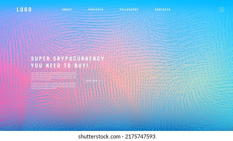 Landing page abstract design with vector field forces matris. Colorful template for website or app. Magnetic flow chart